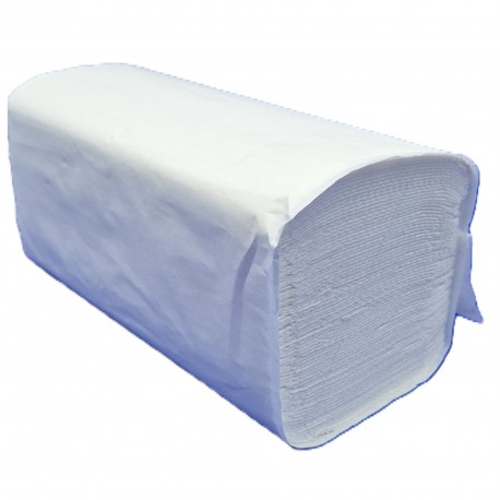 Kéztörlő, hajtogatott 2 rétegű, 100% cellulóz, fehér 25x21,5 cm