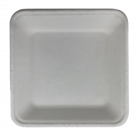 cukornád szögletes tányér, fehér, 160x160 mm - Be Green!