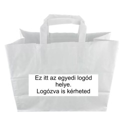 PAPÍRTÁSKA SZALAGFÜLES 32X27+16 CM FEHÉR