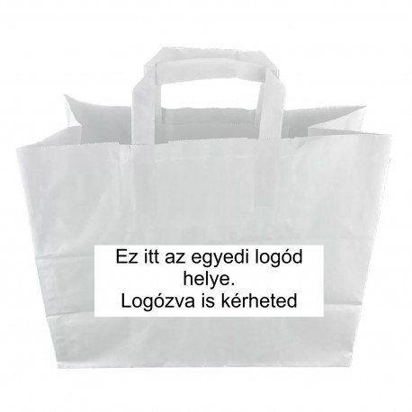 PAPÍRTÁSKA SZALAGFÜLES 32X27+16 CM FEHÉR