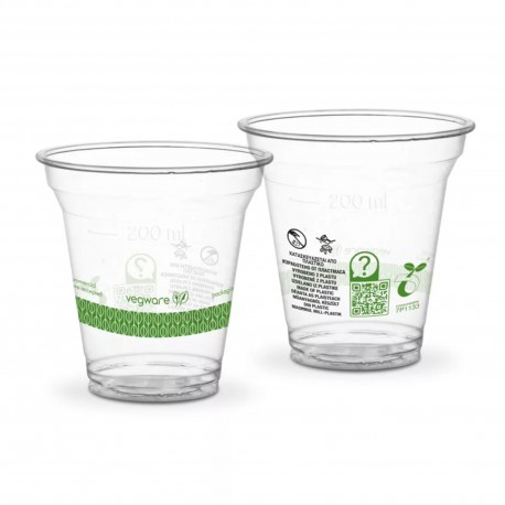 Lebomló hidegitalos pohár, PLA, standard, 250ml, 200ml szintjelzéssel, piktogrammal