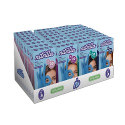 NITRILLA púdermentes kék nitril antiallergén védőkesztyű KÍNÁLÓ KARTONBAN 4x8 doboz - S/M/L/XL
