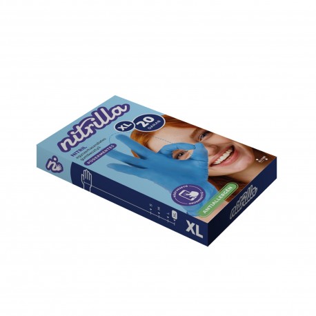 NITRILLA púdermentes kék nitril antiallergén védőkesztyű 20db - XL