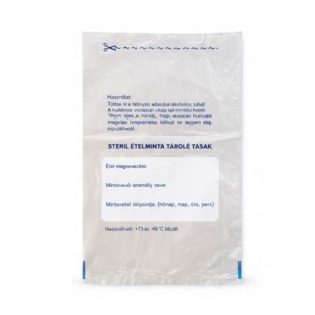 Steril polietilén (LDPE) ételminta tasak, 225x350x0,03mm