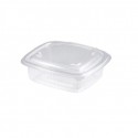 Egybefedeles szögletes doboz 142x125x46mm 375 ml PET víztiszta (Hotform)
